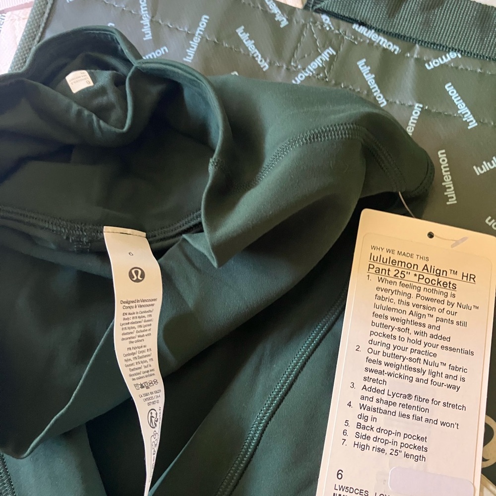 NWT Lululemon Align High-Rise Pant 25" *Pockets, Sz 6, Legacy Green - Picture 4 of 4